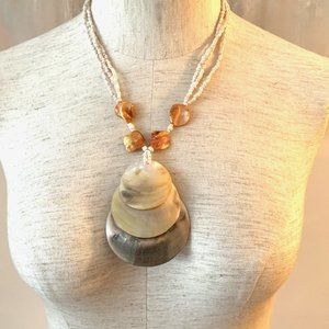 New (without tag) Layered Shell Statement Necklace